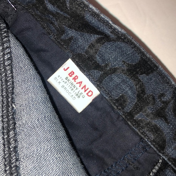 J BRAND Brocade The a Skinny Velvet Flocked textured blue black jeans Scroll - Picture 5 of 7